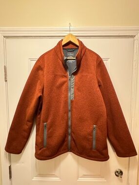 L.L.Bean Fleece Jacket Mens L Tall Rust Orange Full Zip Outdoor Warm Coat